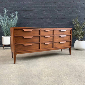 Mid-Century Modern Sculpted Walnut 9-Drawer Dresser, c.1960’s