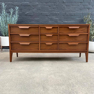 Mid-Century Modern Sculpted Walnut 9-Drawer Dresser, c.1960’s