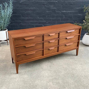 Mid-Century Modern Sculpted Walnut 9-Drawer Dresser, c.1960’s