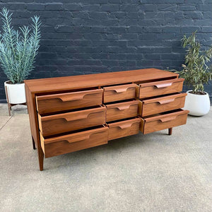 Mid-Century Modern Sculpted Walnut 9-Drawer Dresser, c.1960’s