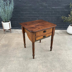 Vintage Farmhouse Bakers End Table with Possum Belly, c.1950’s
