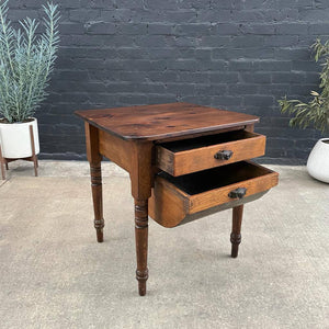 Vintage Farmhouse Bakers End Table with Possum Belly, c.1950’s