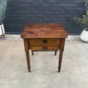 Vintage Farmhouse Bakers End Table with Possum Belly, c.1950’s