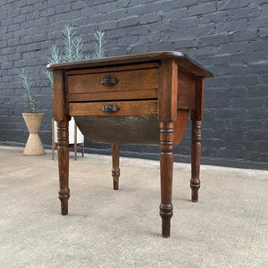 Vintage Farmhouse Bakers End Table with Possum Belly, c.1950’s