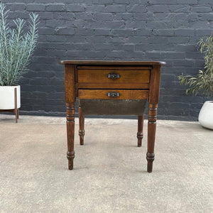 Vintage Farmhouse Bakers End Table with Possum Belly, c.1950’s