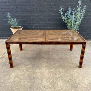 Vintage Boho Chic Hollywood Regency Expanding Dining Table