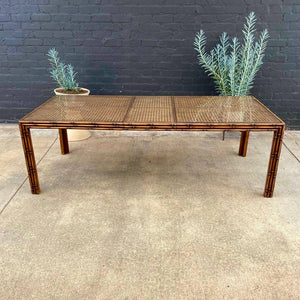 Vintage Boho Chic Hollywood Regency Expanding Dining Table