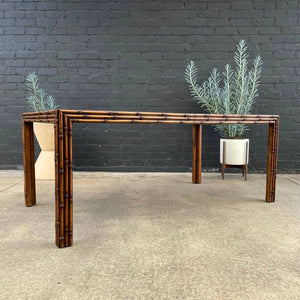 Vintage Boho Chic Hollywood Regency Expanding Dining Table