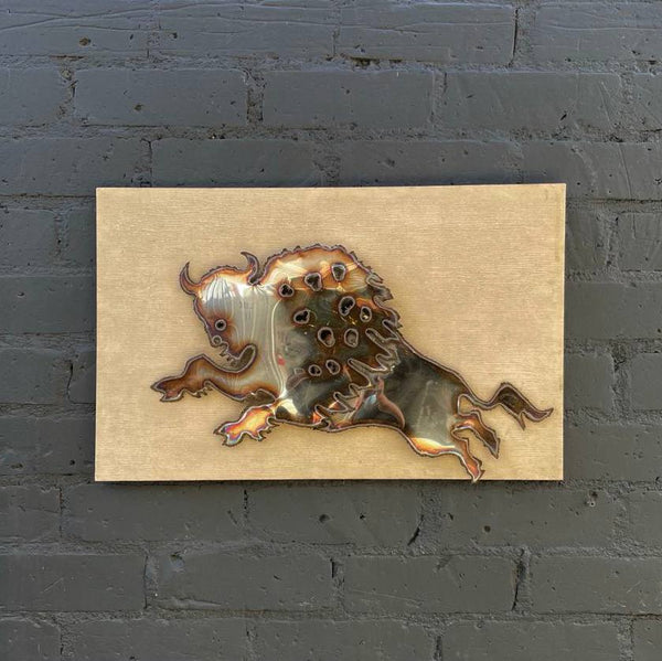 Vintage Wall Hanging Metal Bull Sculpture