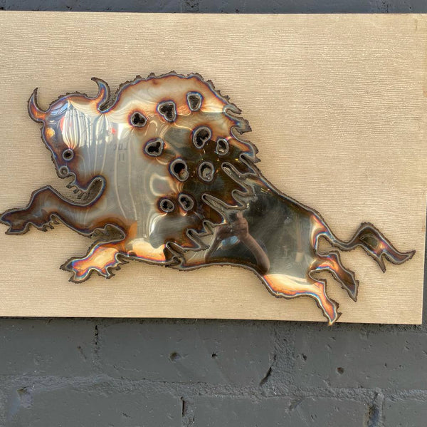 Vintage Wall Hanging Metal Bull Sculpture