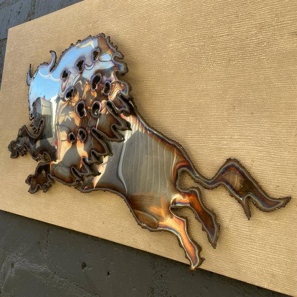Vintage Wall Hanging Metal Bull Sculpture