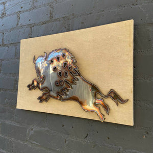 Vintage Wall Hanging Metal Bull Sculpture