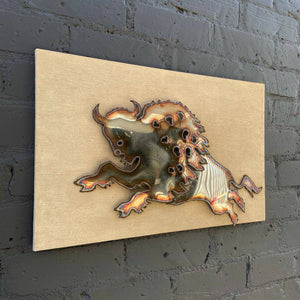 Vintage Wall Hanging Metal Bull Sculpture