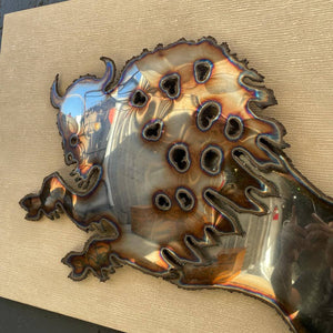 Vintage Wall Hanging Metal Bull Sculpture