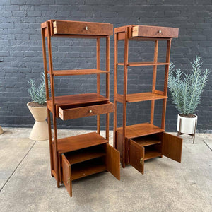 Pair of Mid-Century Modern Walnut Bookshelves with Brass Accents c.1960’s