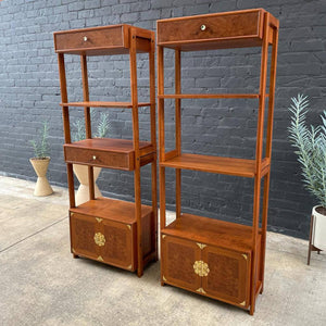 Pair of Mid-Century Modern Walnut Bookshelves with Brass Accents c.1960’s