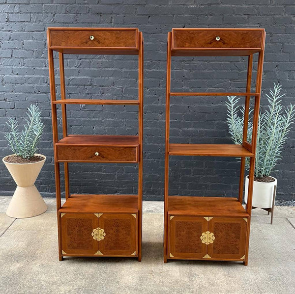 Pair of Mid-Century Modern Walnut Bookshelves with Brass Accents c.1960’s