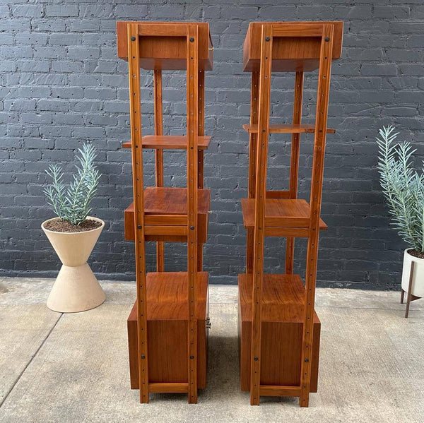 Pair of Mid-Century Modern Walnut Bookshelves with Brass Accents c.1960’s