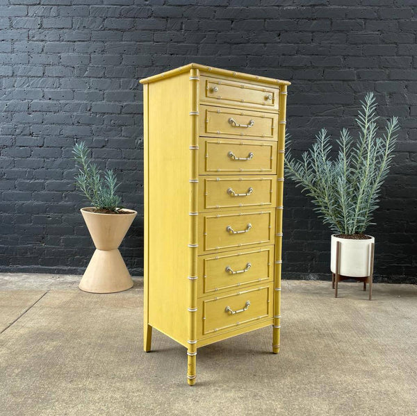 Vintage Boho Hollywood Faux-Bamboo Style Highboy Dresser, c.1960’s