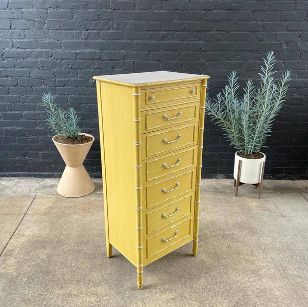 Vintage Boho Hollywood Faux-Bamboo Style Highboy Dresser, c.1960’s