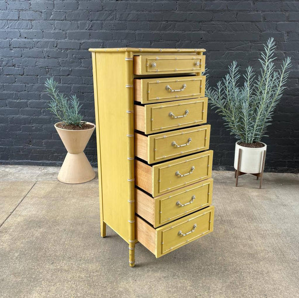 Vintage Boho Hollywood Faux-Bamboo Style Highboy Dresser, c.1960’s