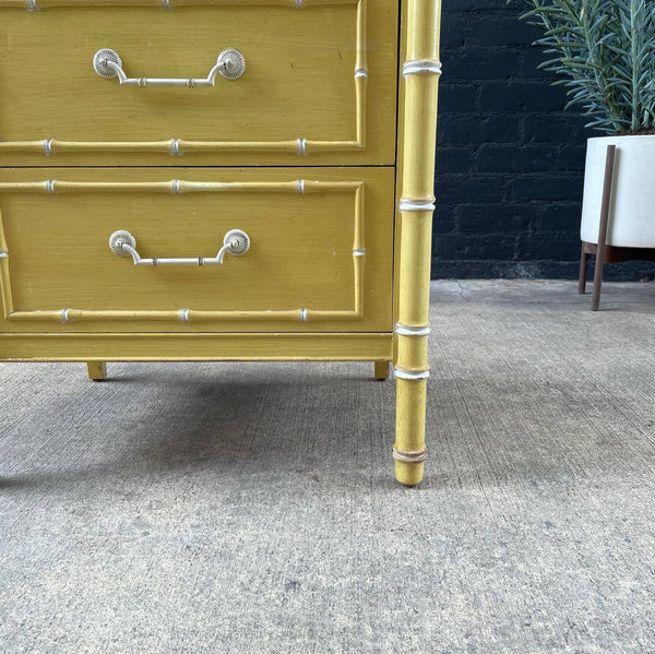 Vintage Boho Hollywood Faux-Bamboo Style Highboy Dresser, c.1960’s