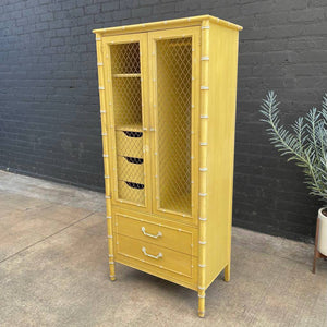 Vintage Boho Hollywood Faux-Bamboo Style Wardrobe/Hutch, c.1960’s