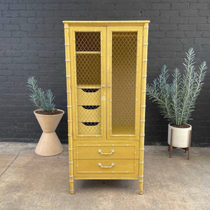 Vintage Boho Hollywood Faux-Bamboo Style Wardrobe/Hutch, c.1960’s