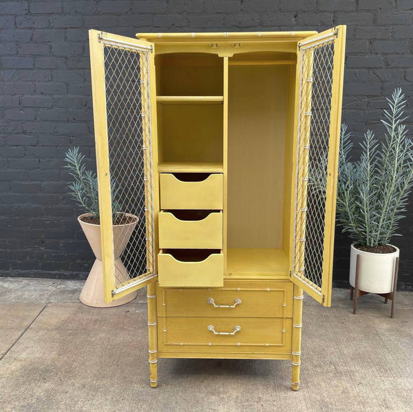 Vintage Boho Hollywood Faux-Bamboo Style Wardrobe/Hutch, c.1960’s