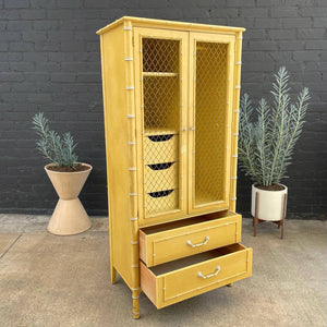 Vintage Boho Hollywood Faux-Bamboo Style Wardrobe/Hutch, c.1960’s