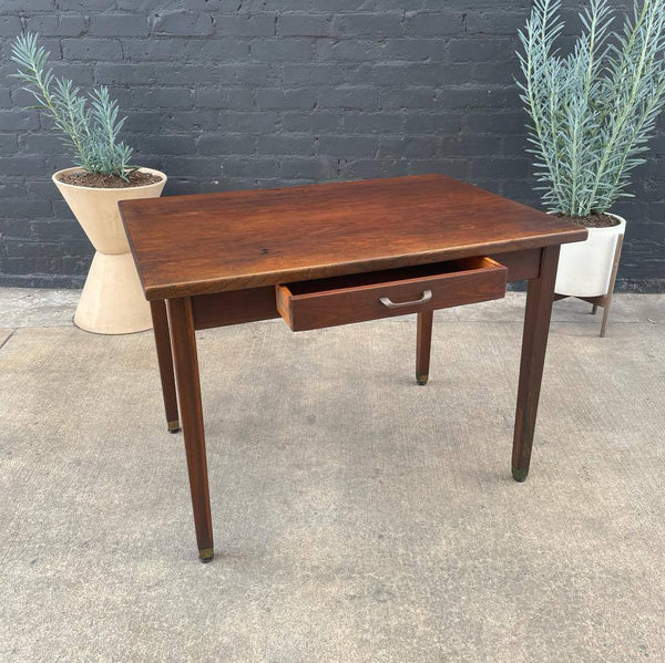 Mid-Century Modern Walnut Desk with Brass Sabot Leg Caps, c.1960’s
