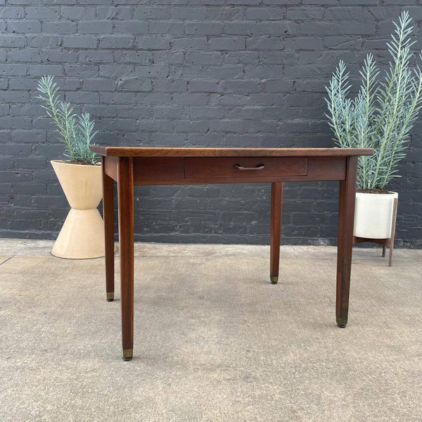 Mid-Century Modern Walnut Desk with Brass Sabot Leg Caps, c.1960’s