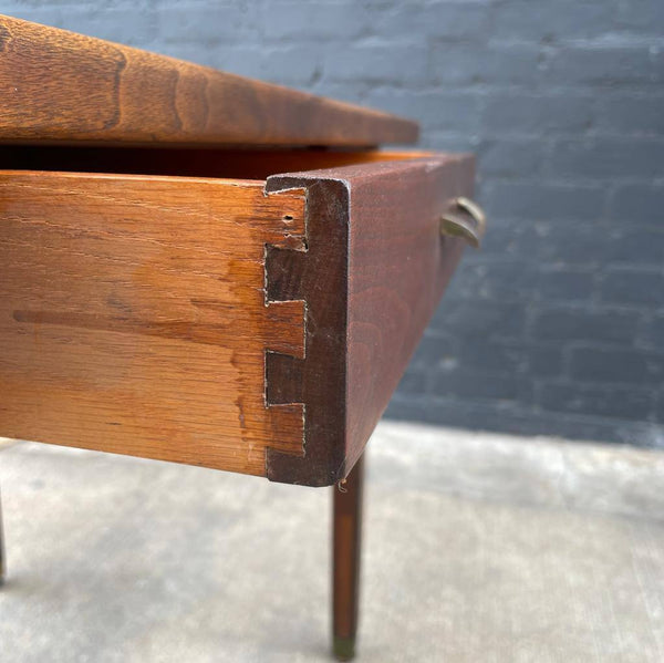 Mid-Century Modern Walnut Desk with Brass Sabot Leg Caps, c.1960’s