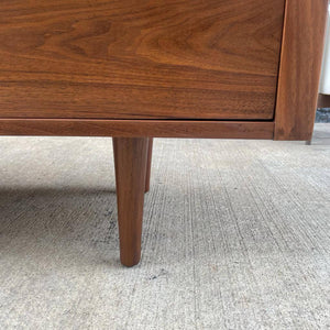 Mid-Century Modern Walnut Credenza with Sliding Doors and Finished Back, c.1960’s
