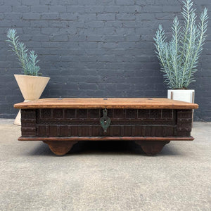 Vintage Solid Wood Coffee Table with Storage Trunk