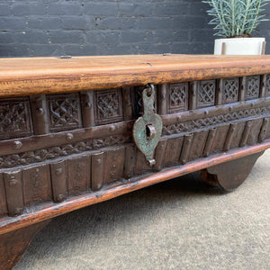 Vintage Solid Wood Coffee Table with Storage Trunk