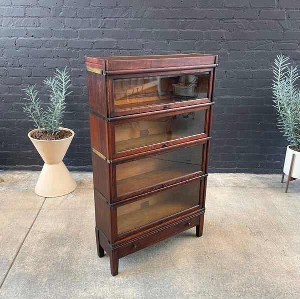 Vintage Stackable Barristers Oak Shelf Bookcase with Glass Doors, c.1930’s
