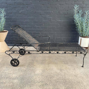 Pair of Vintage Iron Patio Chaise Lounge Chairs
