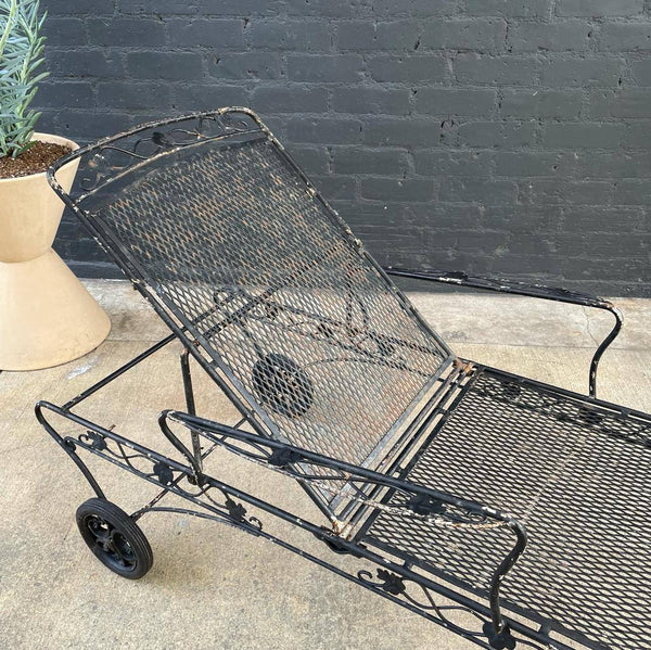 Pair of Vintage Iron Patio Chaise Lounge Chairs