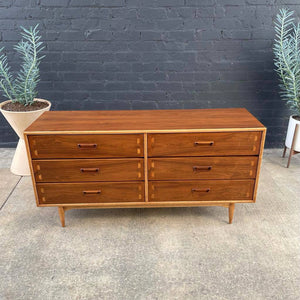 Mid-Century Modern Walnut & Oak Dresser by Lane Furniture