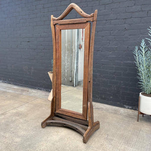 Vintage Rustic Free-Standing Wood Dressing Mirror