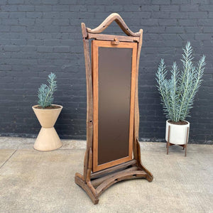 Vintage Rustic Free-Standing Wood Dressing Mirror