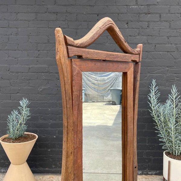 Vintage Rustic Free-Standing Wood Dressing Mirror
