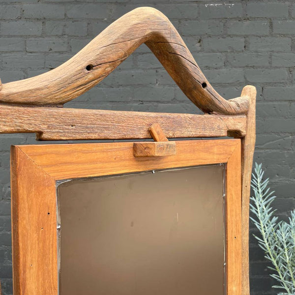 Vintage Rustic Free-Standing Wood Dressing Mirror