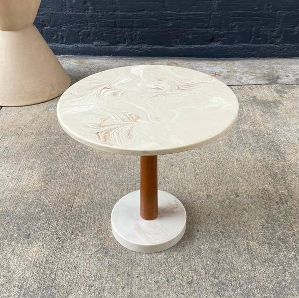 Mid-Century Modern Walnut & Faux Marble Side Table, c.1960’s