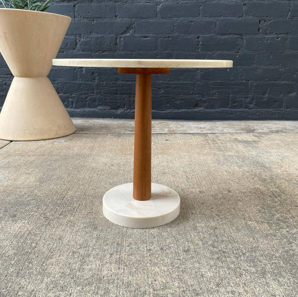 Mid-Century Modern Walnut & Faux Marble Side Table, c.1960’s