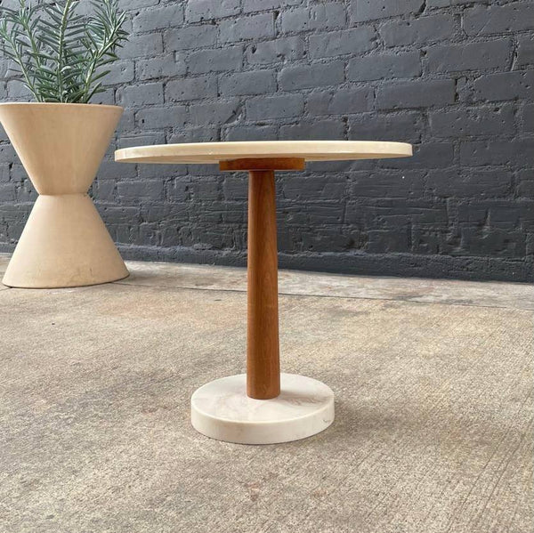 Mid-Century Modern Walnut & Faux Marble Side Table, c.1960’s