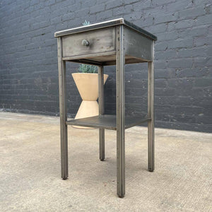 Vintage Industrial Metal End Table / Night Stand