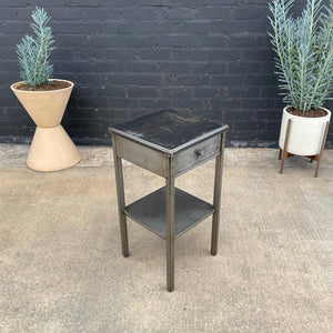 Vintage Industrial Metal End Table / Night Stand