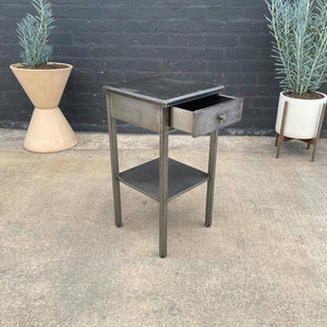 Vintage Industrial Metal End Table / Night Stand